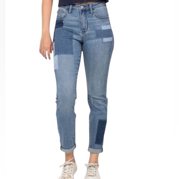 Judy Blue Denim - Judy Blue Boyfriend Fit High Waist Cuff Patch Size 14W